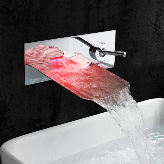 LED Water Fall Nickle Brushed Solid Brass Faucet